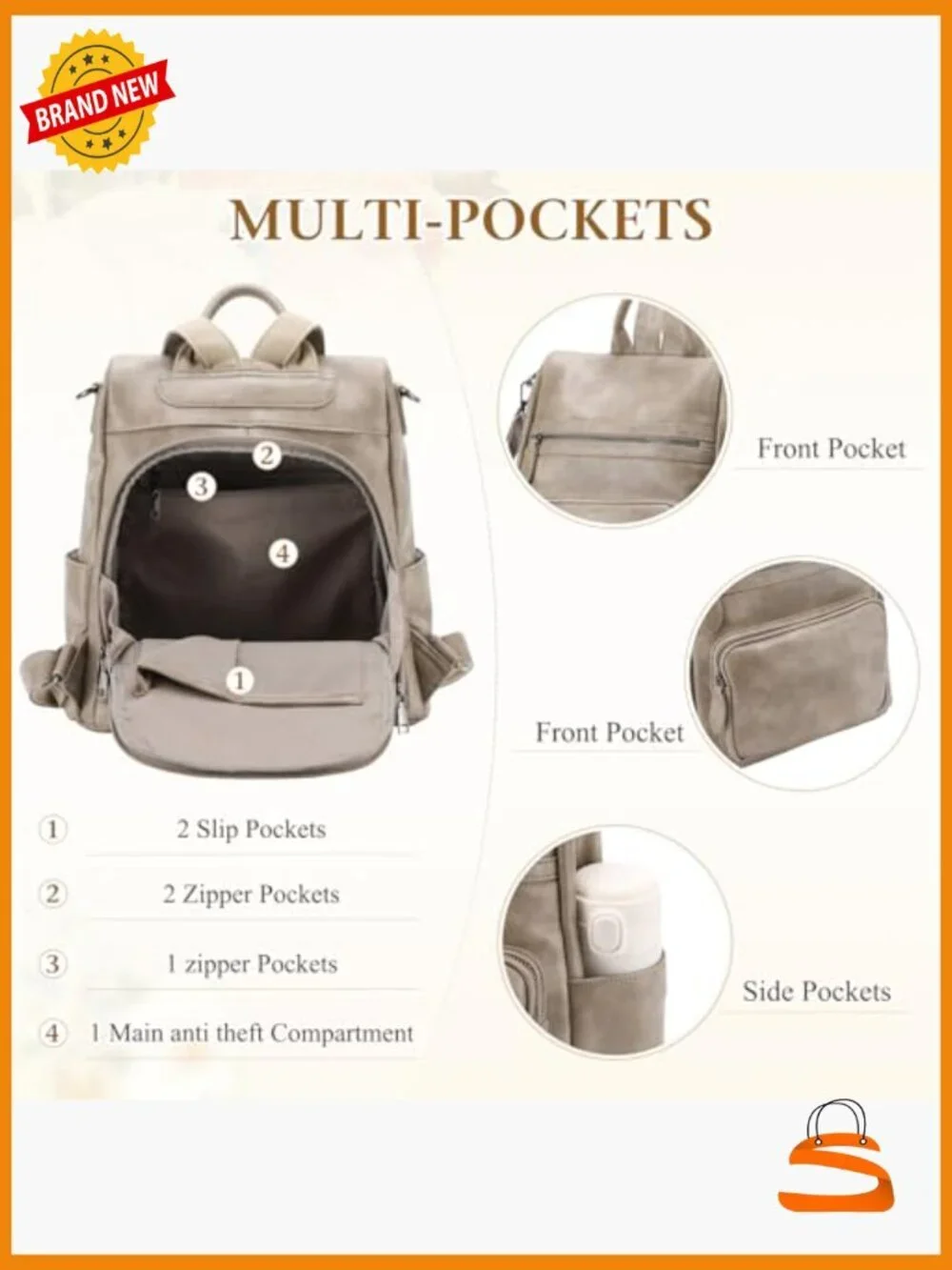 Convertible PU Leather Backpack Purse Anti Theft 3 Ways to Carry